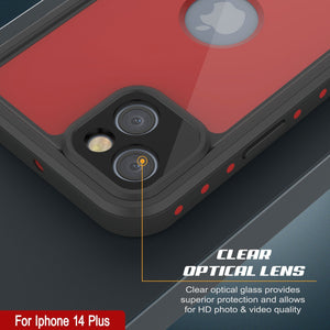Funda resistente al agua IP68 para iPhone 14 Plus, Punkcase [Rojo] [Serie StudStar] [Ajuste Fino]