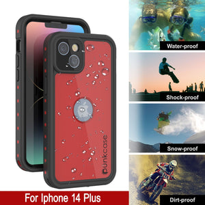Funda resistente al agua IP68 para iPhone 14 Plus, Punkcase [Rojo] [Serie StudStar] [Ajuste Fino]