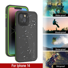 Load image into Gallery viewer, Punkcase iPhone 14 Estuche Impermeable [Serie Aqua] Cubierta de Armadura [Negro-Verde]
