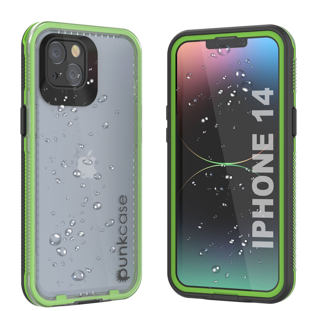 Funda impermeable Punkcase para iPhone 14 [Serie Aqua], cubierta de armadura [Negro transparente] [Parte trasera transparente]