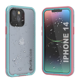 Funda impermeable Punkcase para iPhone 14 [Serie Aqua] Cubierta Blindada [Rosa Transparente] [Parte trasera transparente]