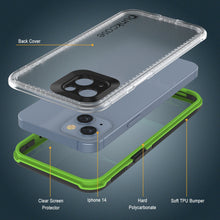 Load image into Gallery viewer, Funda impermeable Punkcase para iPhone 14 [Serie Aqua], cubierta de armadura [Negro transparente] [Parte trasera transparente]
