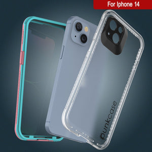 Funda impermeable Punkcase para iPhone 14 [Serie Aqua] Cubierta Blindada [Rosa Transparente] [Parte trasera transparente]