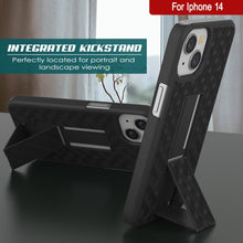 Cargar imagen en el visor de la galería, Funda Punkcase para iPhone 14 con protector de pantalla de vidrio templado, clip de cinturón y soporte incorporado [Negro]
