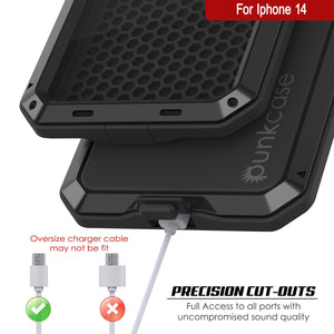 Carcasa metálica para iPhone 14, resistente y de grado militar con cubierta de armadura [a prueba de golpes] de cuerpo completo [negra].