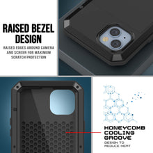 Cargar imagen en el visor de la galería, Carcasa metálica para iPhone 14, resistente y de grado militar con cubierta de armadura [a prueba de golpes] de cuerpo completo [negra].
