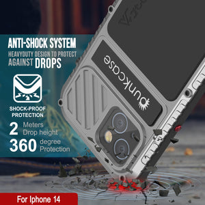 Funda iPhone 14 Metal Extreme 3.0, Cubierta de Alta Resistencia de Grado Militar [a prueba de golpes] Funda Impermeable de Aluminio [Plateada].