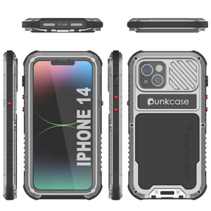 Funda iPhone 14 Metal Extreme 3.0, Cubierta de Alta Resistencia de Grado Militar [a prueba de golpes] Funda Impermeable de Aluminio [Plateada].