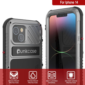 Funda iPhone 14 Metal Extreme 3.0, Cubierta de Alta Resistencia de Grado Militar [a prueba de golpes] Funda Impermeable de Aluminio [Plateada].