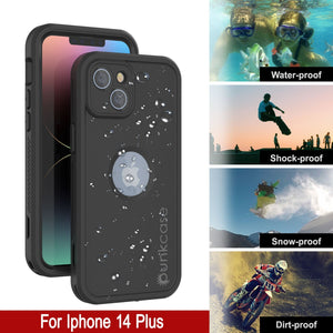 Funda impermeable Punkcase para iPhone 14 Plus [Serie Aqua Extreme] Cubierta de armadura [Negro]