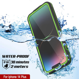 Funda impermeable Punkcase para iPhone 14 Plus [Serie Aqua] Armadura protectora [Negro-Verde]