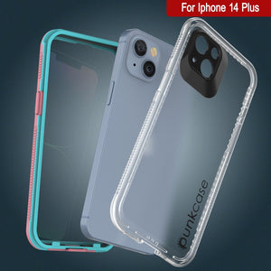 Punkcase iPhone 14 Plus Waterproof Case [Serie Aqua] Funda Resistente [Rosa Transparente] [Parte Trasera Transparente]