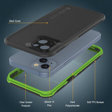 Cargar imagen en el visor de la galería, Funda impermeable Punkcase para iPhone 14 Plus [Serie Aqua] Armadura protectora [Negro-Verde]
