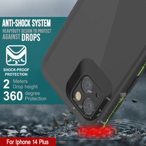 Funda impermeable Punkcase para iPhone 14 Plus [Serie Aqua] Armadura protectora [Negro-Verde]