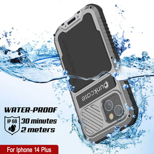 iPhone 14 Plus Metal Extreme 3.0 Case, Cubierta de Armadura de Grado Militar Resistente y Fuerte [a prueba de golpes] Funda de Aluminio Impermeable [Plateado]