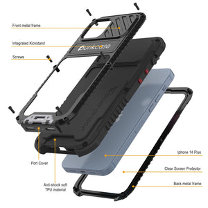 Funda iPhone 14 Plus Metal Extreme 3.0, cubierta de armadura resistente de grado militar [a prueba de golpes] Funda de aluminio impermeable [negro].