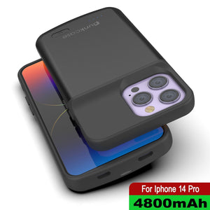 Funda de batería para iPhone 15 Pro, PunkJuice 5000mAH Power Bank de carga rápida con protector de pantalla | [Negro]