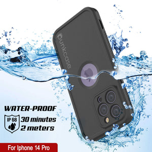 Funda impermeable Punkcase para iPhone 14 Pro [Serie Aqua Extreme] Cobertura de armadura [Negro]