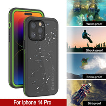 Load image into Gallery viewer, Funda impermeable Punkcase iPhone 14 Pro [Serie Aqua] Cobertura de armadura [Negro-Verde]
