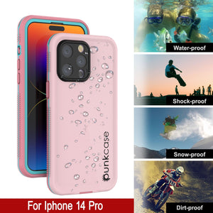 Funda resistente al agua Punkcase iPhone 14 Pro [Serie Aqua] Cubierta protectora [Rosa]