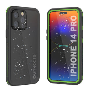 Funda impermeable Punkcase iPhone 14 Pro [Serie Aqua] Cobertura de armadura [Negro-Verde]
