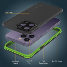 Load image into Gallery viewer, Funda impermeable Punkcase iPhone 14 Pro [Serie Aqua] Cobertura de armadura [Negro-Verde]
