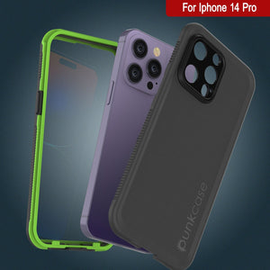 Funda impermeable Punkcase iPhone 14 Pro [Serie Aqua] Cobertura de armadura [Negro-Verde]