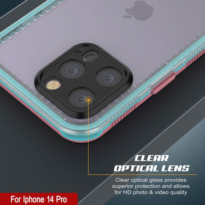 Carcasa resistente al agua para iPhone 14 Pro de Punkcase [Serie Aqua] Cubierta de armadura [Rosa Claro] [Parte trasera transparente]