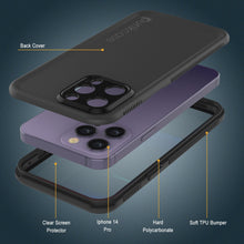 Load image into Gallery viewer, Funda impermeable Punkcase iPhone 14 Pro [Serie Aqua] Cubierta protectora de armadura [Negro]
