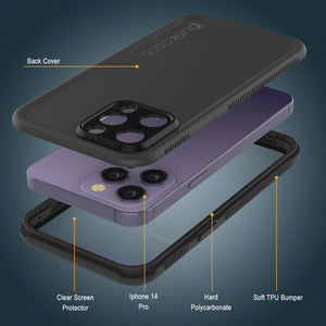 Funda impermeable Punkcase iPhone 14 Pro [Serie Aqua] Cubierta protectora de armadura [Negro]