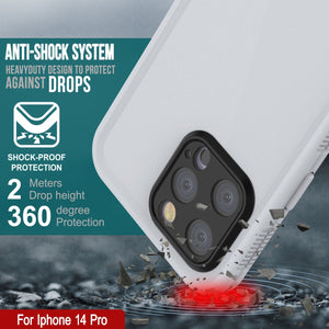 Punkcase Funda Impermeable para iPhone 14 Pro [Serie Aqua] Cubierta de Armadura [Blanco]