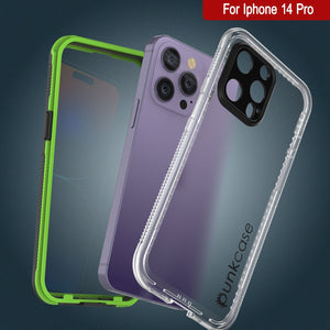 Funda impermeable Punkcase para iPhone 14 Pro [Serie Aqua] Cubierta de armadura [Negro transparente] [Parte trasera clara]