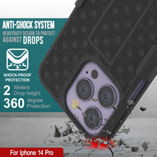 Cargar imagen en el visor de la galería, Funda Punkcase para iPhone 14 Pro con protector de pantalla de vidrio templado, clip para cinturón y soporte integrado [Negro]
