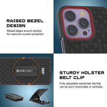 Cargar imagen en el visor de la galería, Funda Punkcase para iPhone 14 Pro con protector de pantalla de vidrio templado, clip para cinturón y soporte integrado [Negro]
