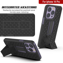 Cargar imagen en el visor de la galería, Funda Punkcase para iPhone 14 Pro con protector de pantalla de vidrio templado, clip para cinturón y soporte integrado [Negro]
