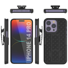 Cargar imagen en el visor de la galería, Funda Punkcase para iPhone 14 Pro con protector de pantalla de vidrio templado, clip para cinturón y soporte integrado [Negro]
