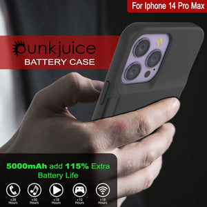 Funda de batería iPhone 15 Pro Max, PunkJuice Power Bank de carga rápida de 5000 mAh con protector de pantalla | [Turquesa]