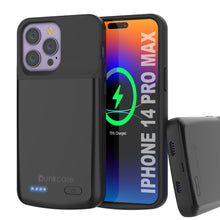 Load image into Gallery viewer, iPhone 14 Pro Max Battery Case, PunkJuice 4800mAH Fast Charging Power Bank W/ Screen Protector | [Black] (Color in image: black)
