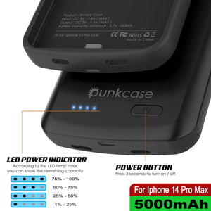 Funda de batería iPhone 15 Pro Max, PunkJuice Power Bank de carga rápida de 5000 mAh con protector de pantalla | [Turquesa]