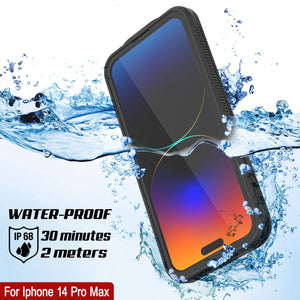 Funda impermeable Punkcase para iPhone 14 Pro Max [Serie Aqua] Cubierta de armadura [Negra]