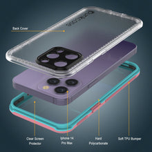 Cargar imagen en el visor de la galería, Carcasa impermeable Punkcase para iPhone 14 Pro Max [Serie Aqua] Cubierta de armadura [Rosa Transparente] [Parte trasera transparente]
