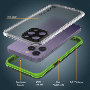 Funda impermeable Punkcase para iPhone 14 Pro Max [Serie Aqua] Cubierta protectora [Negro transparente] [Parte trasera transparente]