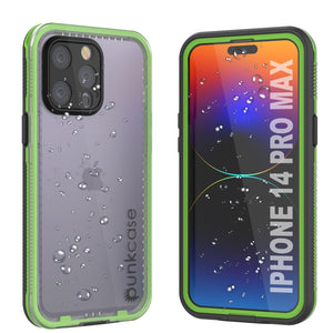 Funda impermeable Punkcase para iPhone 14 Pro Max [Serie Aqua] Cubierta protectora [Negro transparente] [Parte trasera transparente]