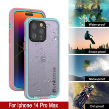 Cargar imagen en el visor de la galería, Carcasa impermeable Punkcase para iPhone 14 Pro Max [Serie Aqua] Cubierta de armadura [Rosa Transparente] [Parte trasera transparente]
