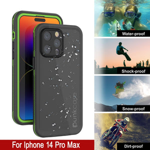 Fundas a prueba de agua para iPhone 14 Pro Max de Punkcase [Serie Aqua] Cubierta blindada [Negro-Verde]