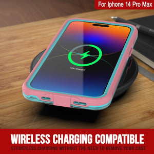 Carcasa impermeable Punkcase para iPhone 14 Pro Max [Serie Aqua] Cubierta de armadura [Rosa Transparente] [Parte trasera transparente]