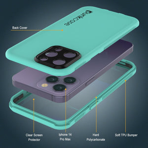 Funda impermeable Punkcase para iPhone 14 Pro Max [Serie Aqua] Cubierta resistente [azul]