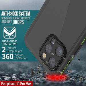 Fundas a prueba de agua para iPhone 14 Pro Max de Punkcase [Serie Aqua] Cubierta blindada [Negro-Verde]