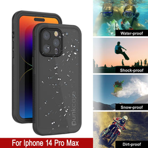 Funda impermeable Punkcase para iPhone 14 Pro Max [Serie Aqua] Cubierta de armadura [Negra]