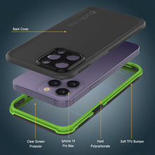 Cargar imagen en el visor de la galería, Fundas a prueba de agua para iPhone 14 Pro Max de Punkcase [Serie Aqua] Cubierta blindada [Negro-Verde]
